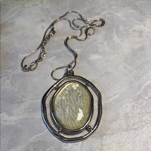 Elegant Silver Pendant Necklace Jade stone very light weight.